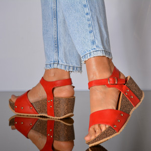 Sandale Cu Platforma Eliandra Rosii- Need 4 Shoes