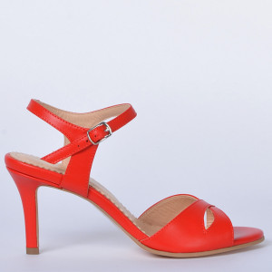 Sandale cu toc Piele Naturala Mariela Rosii- Need 4 Shoes