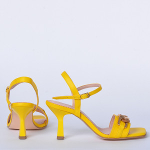 Sandale cu toc Piele Naturala Sibel Galbene- Need 4 Shoes