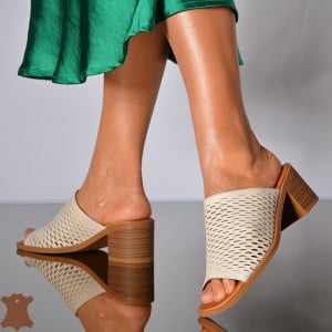 Papuci Dama Piele Naturala Pamela Bej- Need 4 Shoes