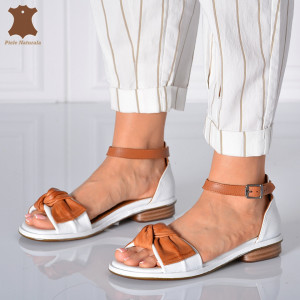Sandale Dama Piele Naturala Eniko Albe- Need 4 Shoes