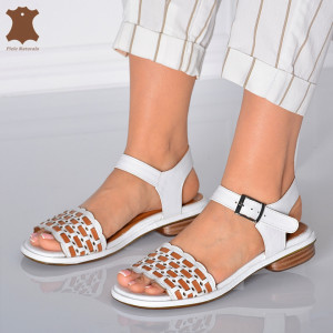 Sandale Dama Piele Naturala Nana Albe- Need 4 Shoes
