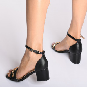Sandale Dama Cu Toc Manila Negre- Need 4 Shoes