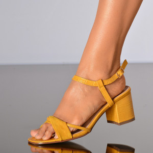 Sandale Dama Cu Toc Marieta Galbene-NEED 4 SHOES