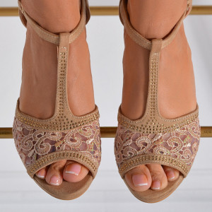 Sandale Dama Cu Toc Otilia Bej- Need 4 Shoes