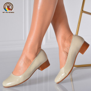 Pantofi cu toc Piele Naturala Cairo 2 Bej - Need 4 Shoes