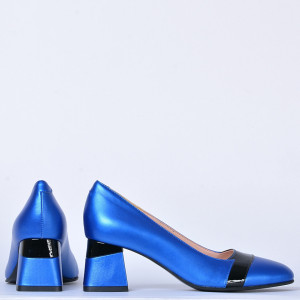 Pantofi Cu Toc Piele Naturala Davina Albastri- Need 4 Shoes