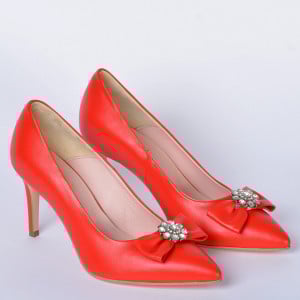 Pantofi Cu Toc Piele Naturala Enyra Rosii- Need 4 Shoes