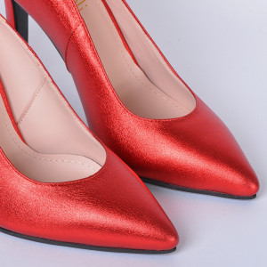 Pantofi Cu Toc Piele Naturala Estell Rosii- Need 4 Shoes