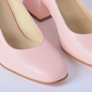 Pantofi Cu Toc Piele Naturala Idris Roz- Need 4 Shoes