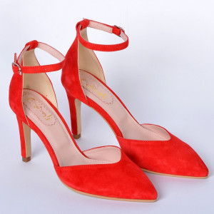 Pantofi Cu Toc Piele Naturala Kayla Rosii- Need 4 Shoes