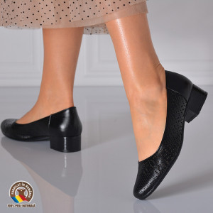 Pantofi Cu Toc Piele Naturala Minola 5 Negri-Need 4 Shoes