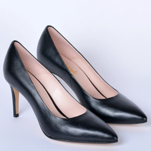 Pantofi Cu Toc Piele Naturala Moana Negri- Need 4 Shoes