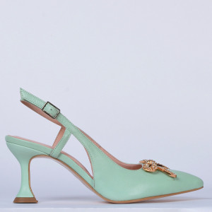 Pantofi Cu Toc Piele Naturala Odett Menta- Need 4 Shoes