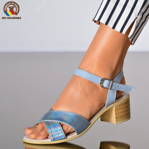 Sandale Cu Toc Piele Naturala Azalia Albastre- Need 4 Shoes