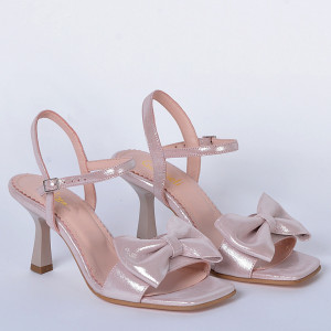 Sandale cu toc Piele Naturala Corina Roz- Need 4 Shoes