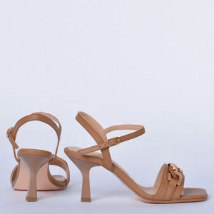 Sandale cu toc Piele Naturala Sibel Camel- Need 4 Shoes