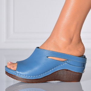 Papuci Medicinali Piele Naturala Grace Albastri- Need 4 Shoes