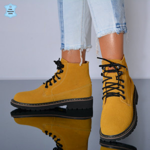 Ghete Dama Piele Naturala Zella Galbene- Need 4 Shoes