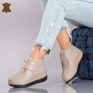Ghete Dama Imblanite Piele Naturala Tokyo 2 Bej - Need 4 Shoes