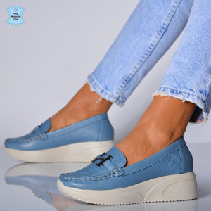 Pantofi Dama Piele Naturala Livia Albastri- Need 4 Shoes