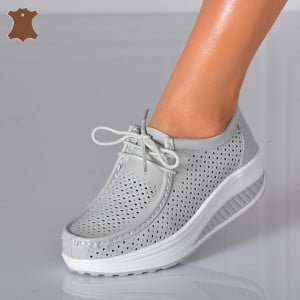 Pantofi Dama Piele Naturala Zena 4 Gri- Need 4 Shoes