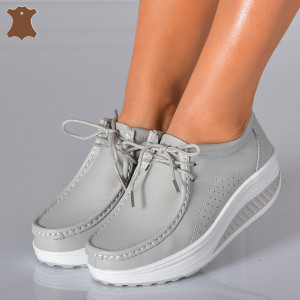 Pantofi Dama Piele Naturala Zena 5 Gri- Need 4 Shoes