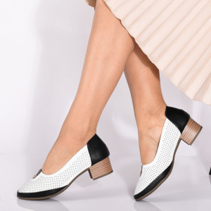 Pantofi Cu Toc Dama Gabriela Alb/Negru- Need 4 Shoes