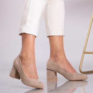 Pantofi Cu Toc Dama Lesli Bej - Need 4 Shoes