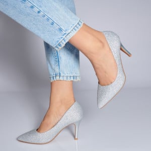 Pantofi Cu Toc Dama Liana Argintii- Need 4 Shoes