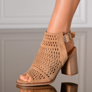 Sandale Dama Cu Toc Fabiana Kaki- Need 4 Shoes
