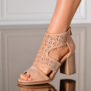 Sandale Dama Cu Toc Lara Nude- Need 4 Shoes