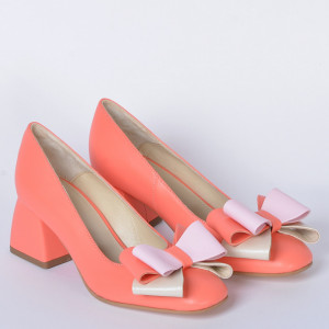 Pantofi Cu Toc Piele Naturala Arabella Somon- Need 4 Shoes