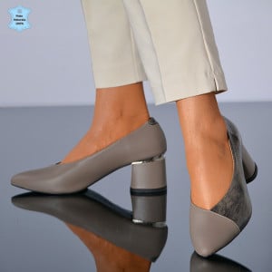 Pantofi Cu Toc Piele Naturala Divia Gri- Need 4 Shoes