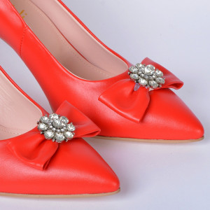 Pantofi Cu Toc Piele Naturala Enyra Rosii- Need 4 Shoes