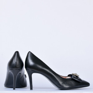 Pantofi Cu Toc Piele Naturala Enyra Negri- Need 4 Shoes