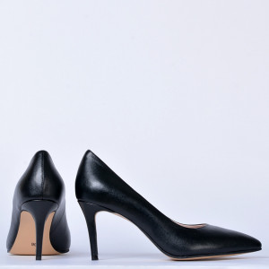 Pantofi Cu Toc Piele Naturala Moana Negri- Need 4 Shoes