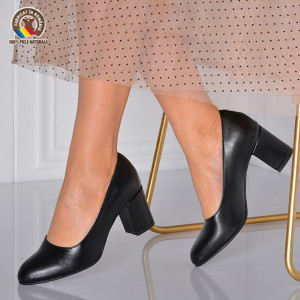 Pantofi Cu Toc Piele Naturala Paris   Negri - Need 4 Shoes