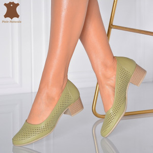 Pantofi Cu Toc Piele Naturala Sharon Olive- Need 4 Shoes