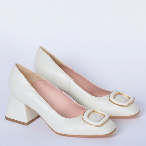 Pantofi Cu Toc Piele Naturala Viola Bej- Need 4 Shoes