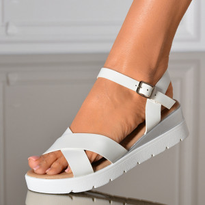 Sandale Cu Platforma Daphne Albe- Need 4 Shoes