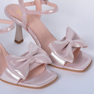Sandale cu toc Piele Naturala Corina Roz- Need 4 Shoes
