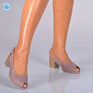 Sandale Cu Toc Piele Naturala Nessy Lila- Need 4 Shoes