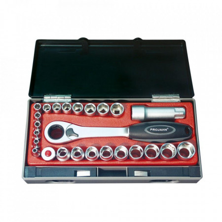 Trusa de chei tubulare de trecere 3/8"+1/4" PROJAHN, 4-19 mm, 25 componente/set