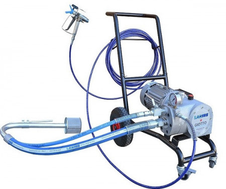 Pompa de vopsit / zugravit AIRLESS Industriala cu Carucior - Complet Echipata - 8L/min - Larius Giotto