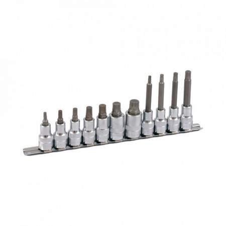 Set de chei tubulare bit cu caneluri 1/2" PROJAHN, M5-M16 suport sina 11 buc/set