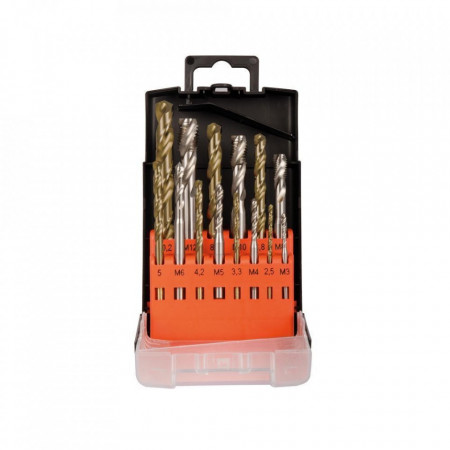 Set de tarozi pentru gauri oarbe HSS-Co5%, DIN 371/376 M3-M12, 14 buc/set