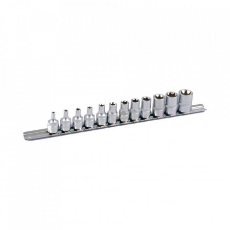 Set de chei tubulare E-TX 3/8" PROJAHN, E4-E20 suport sina 12 buc/set