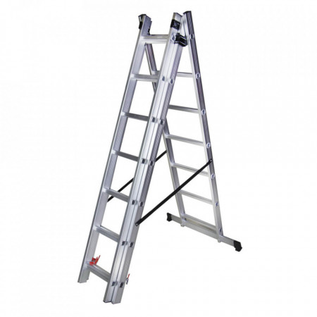 STR307 Scara tripla 7 trepte, 1.98 m aluminiu