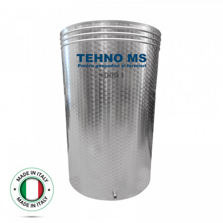 Butoi INOX ITALIA cu capac flotant busonat si canea 1000L